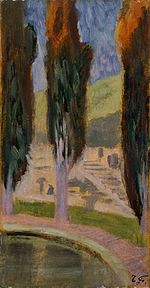 Cypress (Villa Falconieri, Frascati) oleh Fujishima Takeji (Pola Museum of Art).jpg