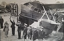 Christening of a DH 86 by wife of Civil Aviation Minister at Stapleford Aerodrome, Abridge. From the Bennett Family Archive. DH86atStaplefordAerodrome.jpg