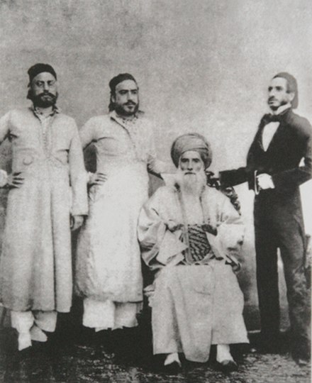 David Sassoon (seated) and his sons Elias David, Albert Abdallah & Sassoon David.