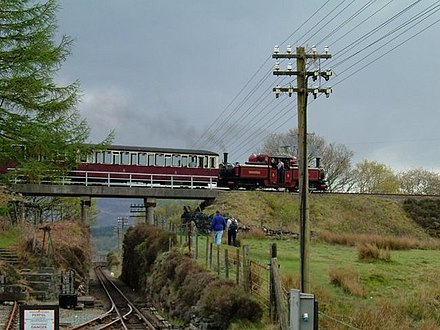 The bridge on the spiral loop at Dduallt on the Ffestiniog Railway, Wales.