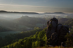 55. Platz: GutesLicht Neu! mit Die Bastei im Frühling, Nationalpark Sächsische Schweiz.