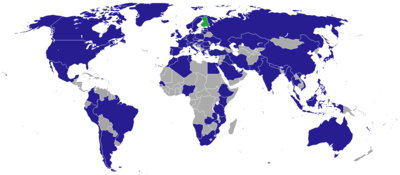 Finnish diplomatic missions Diplomatic missions of Finland.png