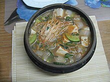 A bowl of homemade doenjang jjigae