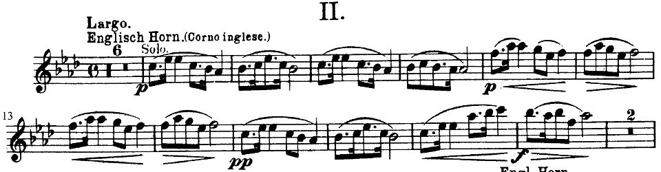 Opening motive from the 2nd movement (Largo) of Dvořák's Symphony No. 9, From the New World