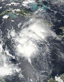 Tropical Storm Earl intensifying over the Caribbean Sea on August 2 Earl 2016-08-02 1830Z.jpg