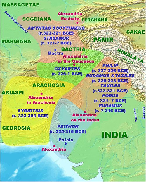 Eudemus ruled, first with Taxiles, the northern dominions of the Indus, down to the junction of the Indus and the Acesines.