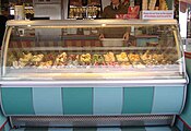 An English ice cream parlour with varieties of traditional ice cream