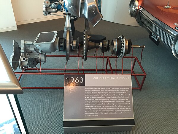 Exploded view of the A-831 turbine engine at the Walter P. Chrysler Museum