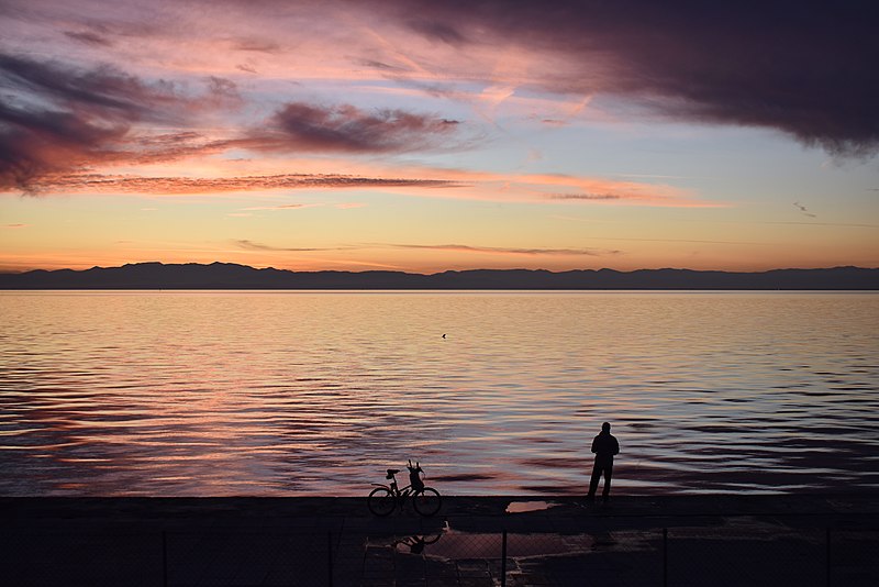 File:Fishing alone in the Thermaic Gulf at sunset.jpg