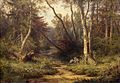 Ж-2807 Ivan Shishkin. Forest Landscape with Herons label QS:Len,"Forest Landscape with Herons" label QS:Lru,"Лесной пейзаж с цаплями" . 1870.