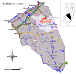 Map of Fort Dix in Burlington County