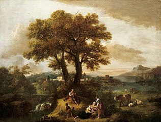 An Italian Landscape with Boy Piping