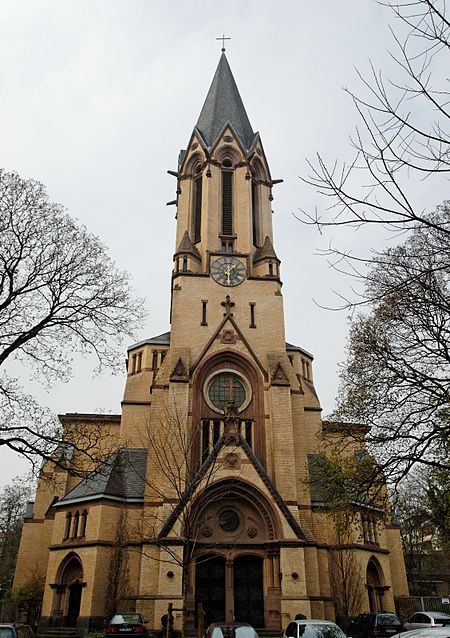 Friedenskirche in Duesseldorf Unterbilk, von Osten