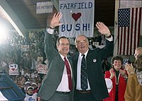 Weicker campaigning with George H. W. Bush in 1988