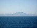 Udsigt til Rifbjergene i Nordafrika over Gibraltarstrædet fra Europa Point.