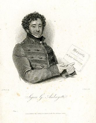 Portrait of Giuseppe Ambrogetti, holding Mozart's score to Don Giovanni. Print by Charles Picart after Abraham Wivell Giuseppe Ambrogetti.jpg