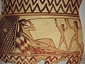 Greek vase painting, archaic or geometric, Polyphemus, Odysseus, AM Argos, Argm09.jpg