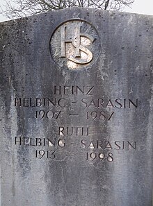 Heinz Helbing-Sarasin (1907–1987) Buchhändler, Verleger. Teilhaber an Helbing & Lichtenhahn. Grab, Wolfgottesacker, Basel