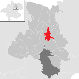 Lage der Gemeinde Hellmonsödt im Bezirk Urfahr-Umgebung (anklickbare Karte)