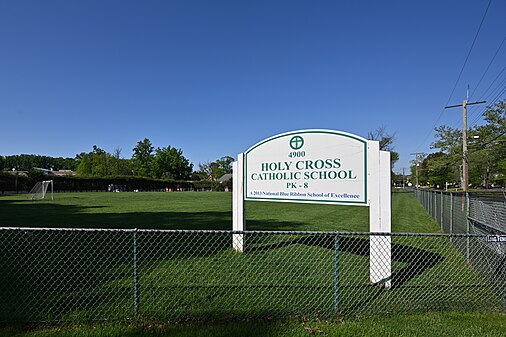 Holy Cross School PK-8 sign, Garret Park, MD