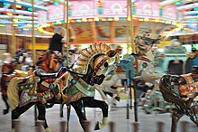 Armored lead horse at Holyoke Holyoke Merry-Go Round carousel 05 (9383260170).jpg