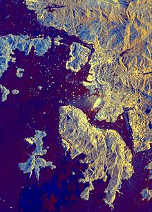 The waters of then-British Hong Kong as viewed from space in 1994 Hong Kong from Space.jpg
