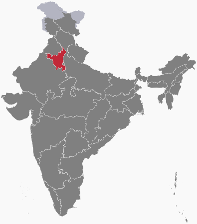 Situation du Haryana sur une carte de l'Inde