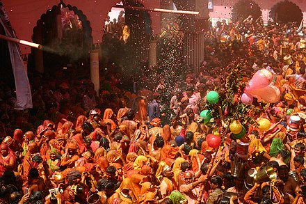 People drenched in color during Holi celebration in Mathura