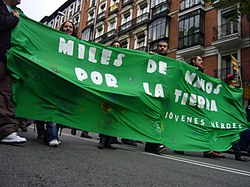 Pancarta en la manifestación por el día de la Tierra (abril de 2008)