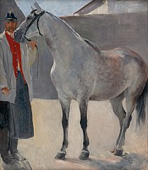 Study of a Grey Horse with a Coachman