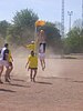 Korfball, Jumping for the ball at the match between ZKV Zaandam and ALO