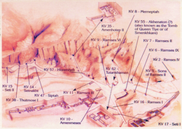 Map of Valley of The Kings showing the location of KV17. KV 35 Tomb Valley of the kings (cropped).png