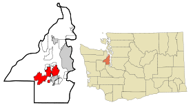 Kitsap County Washington Incorporated and Unincorporated areas Bremerton Highlighted.svg