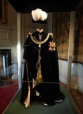 Vestments of a Knight of the Thistle Knight of the Thistle robe, Holyrood Palace.JPG