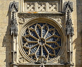 Exterior of rose window of Notre-Dame-des-Marais church - La Ferté-Bernard, Sarthe, France