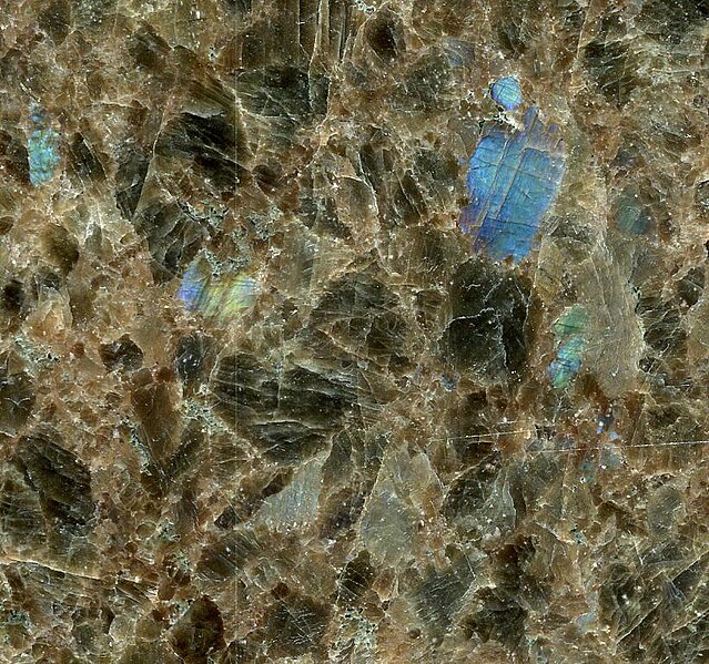 File:Labrador Antique Granite (anorthosite, Rogaland Anorthosite Complex, Mesoproterozoic, 929-932 Ma; near Egersund, Norway).jpg