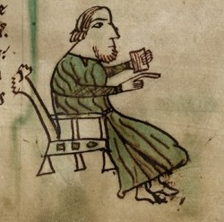 An illumination of a Welsh judge (MS. Peniarth 28)