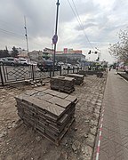 Laying paving slabs in the center of Ulan-Ude