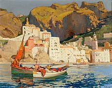 Le Port d'Amalfi en 1932, huile sur toile