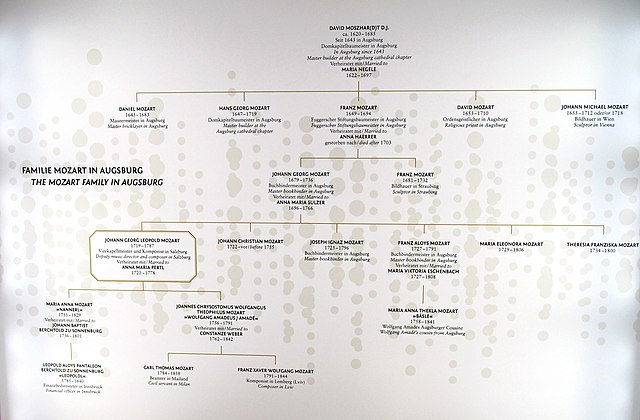 Arbre généalogique de la famille Mozart à Augsbourg