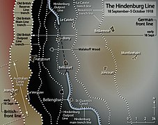 Carte de la bataille de la ligne Hindenburg en septembre-octobre 1918.
