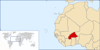 Карта, показывающая месторасположение Буркина Фасо