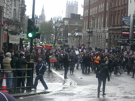 A number of protesters in central London on 30 November 2010