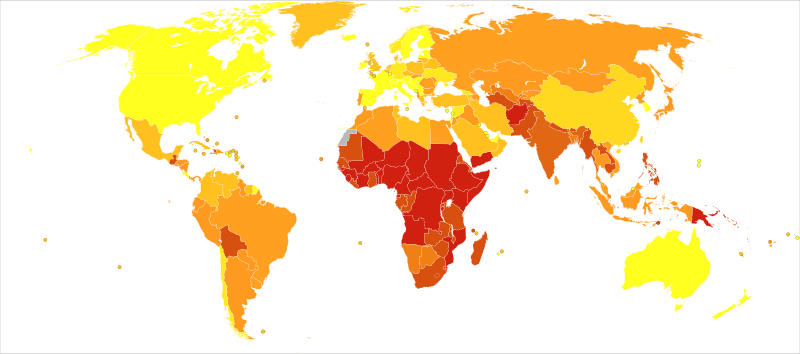 File:Lower respiratory infections world map-DALYs per million persons-WHO2012.svg