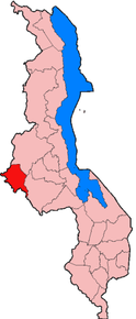 Harta districtului Mchinji  în cadrul statului Malawi