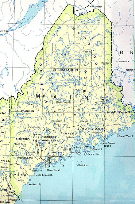 An enlargeable map of the 16 counties of the state of Maine