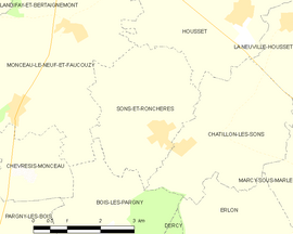 Mapa obce Sons-et-Ronchères