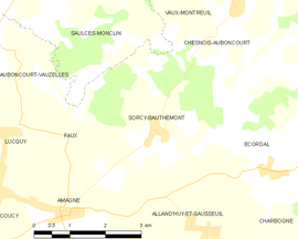 Mapa obce Sorcy-Bauthémont