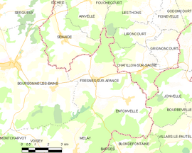 Mapa obce Fresnes-sur-Apance