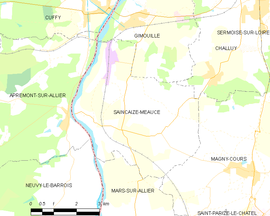 Mapa obce Saincaize-Meauce